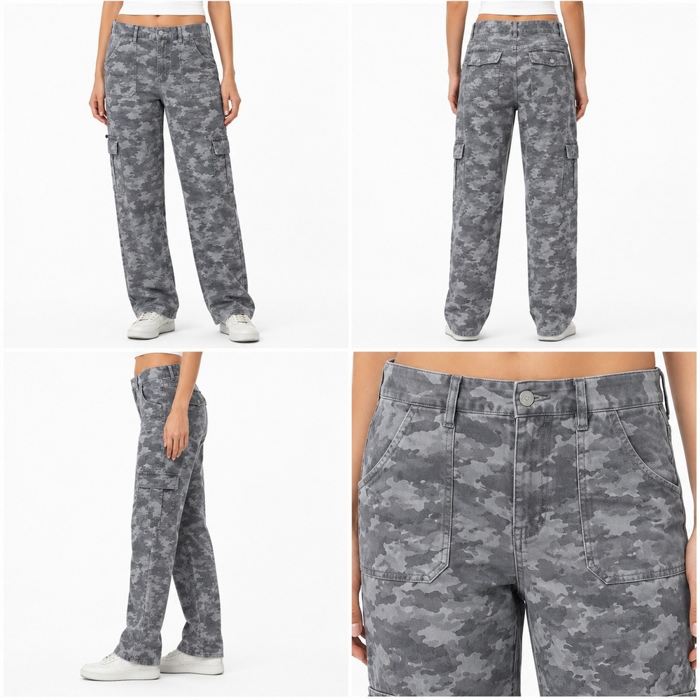 Spanx Ankle Cargo Pants Womens‎ 3X Gray Camouflage Stretch Twill Utility Pocket